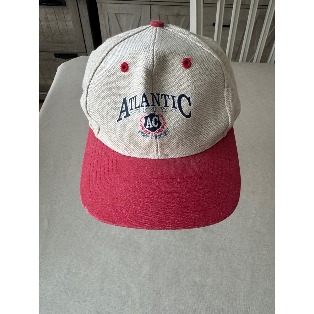 Atlantic City‎ AC Vintage Baseball Cap Hat Tan Red Adjustable Snapback Y2K ATT